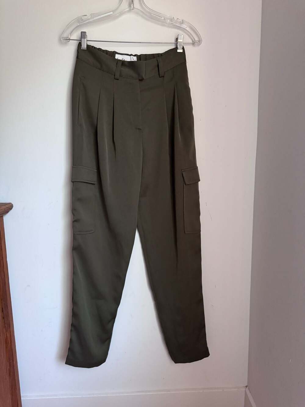 Sam Edelman Olive Cargo Trousers Pleated Athleisure Pants Sz